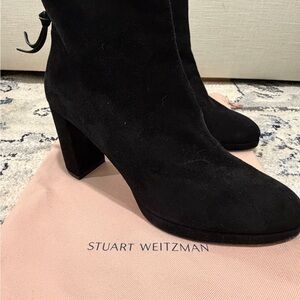 Stuart Weitzman Black Suede Heeled Boots